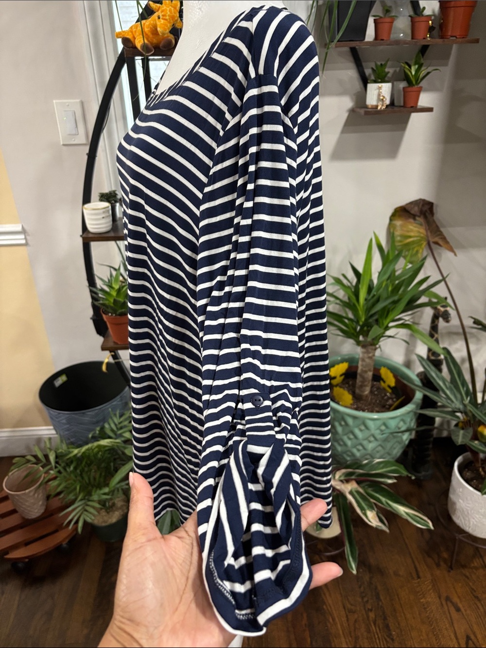 Cupio Navy and White Striped Long Sleeve Tunic size 2X - Picture 2 of 4